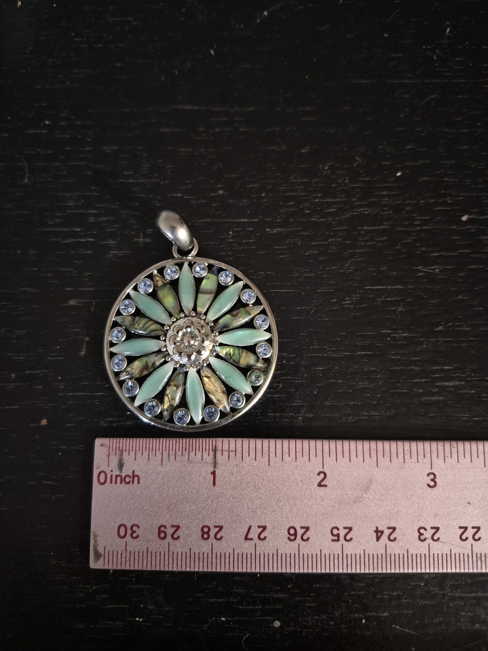 Sterling Silver Abalone Shell and Blue Crystal Pendant-Lia Sophia - Picture 3 of 7
